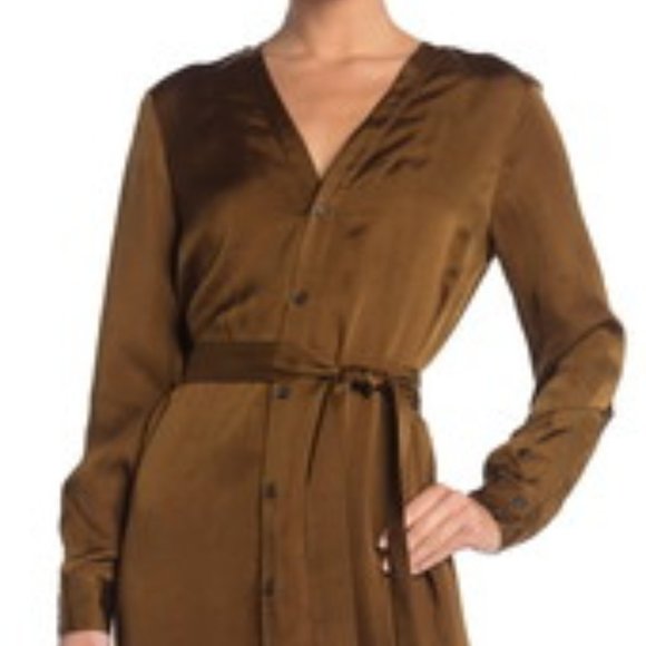 Billy Reid Paneled Robe Dress in Olive Size M - Picture 2 of 16